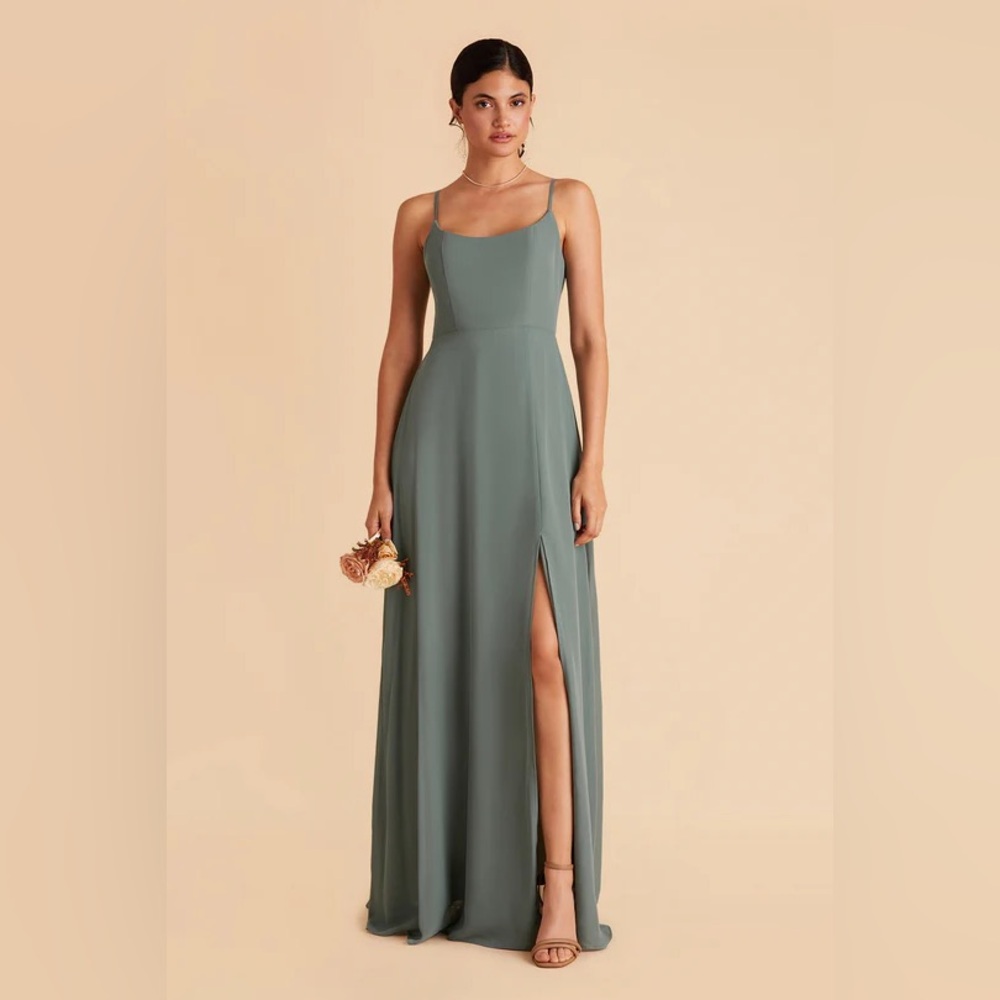 Birdy Grey Amy Dress Sea Glass‎ Chiffon Bridesmaid Gown Size Small Weddi…